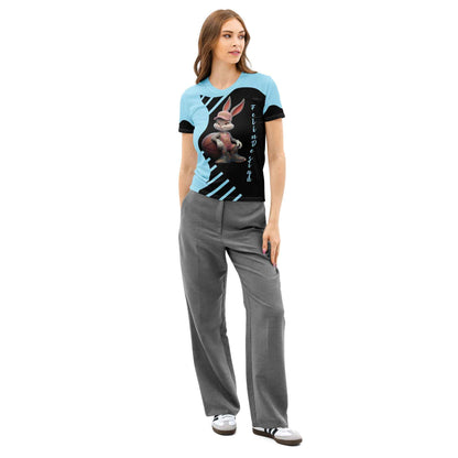 Women's Cotton Crew Neck T-Shirt - Premium Stretch Short Sleeve Tee Sky blue FelinDesign
