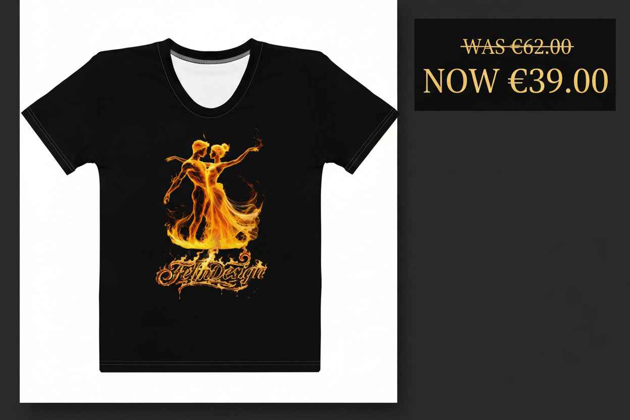 Women’s cotton crew neck t-shirt Fire Dance FelinDesign