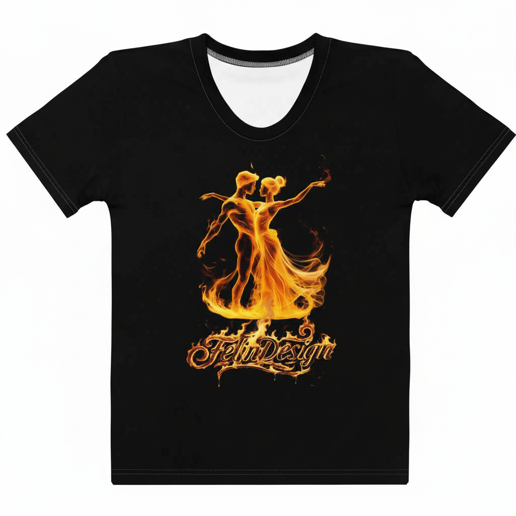 Women’s cotton crew neck t-shirt Fire Dance FelinDesign