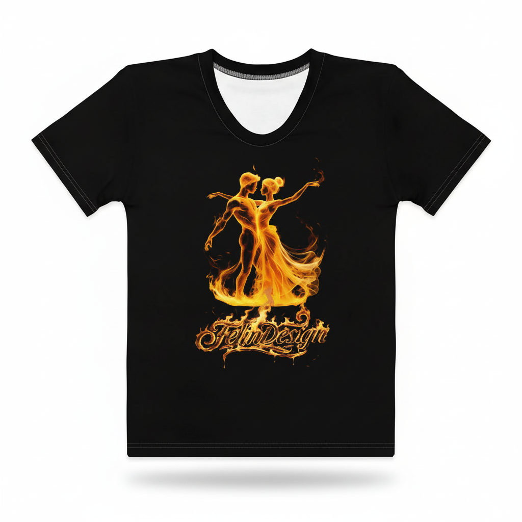 Women’s cotton crew neck t-shirt Fire Dance FelinDesign