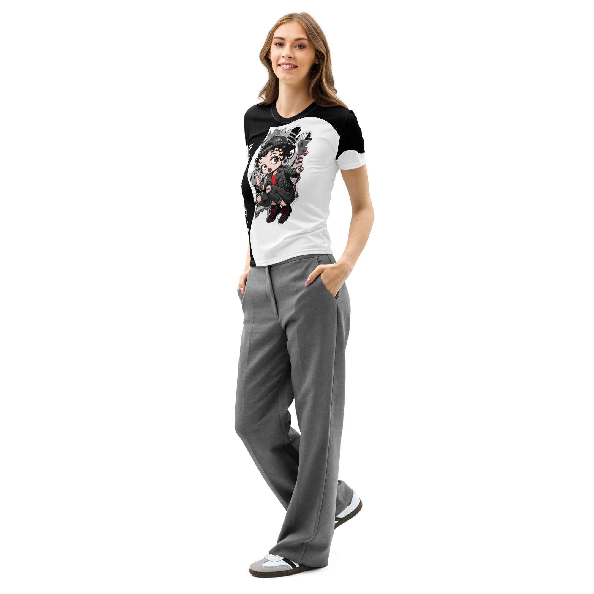 Women's Cotton Crew Neck T-Shirt - Premium Stretch Short Sleeve Tee FelinDesign