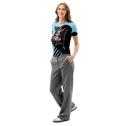 Women's Cotton Crew Neck T-Shirt - Premium Stretch Short Sleeve Tee Sky blue FelinDesign