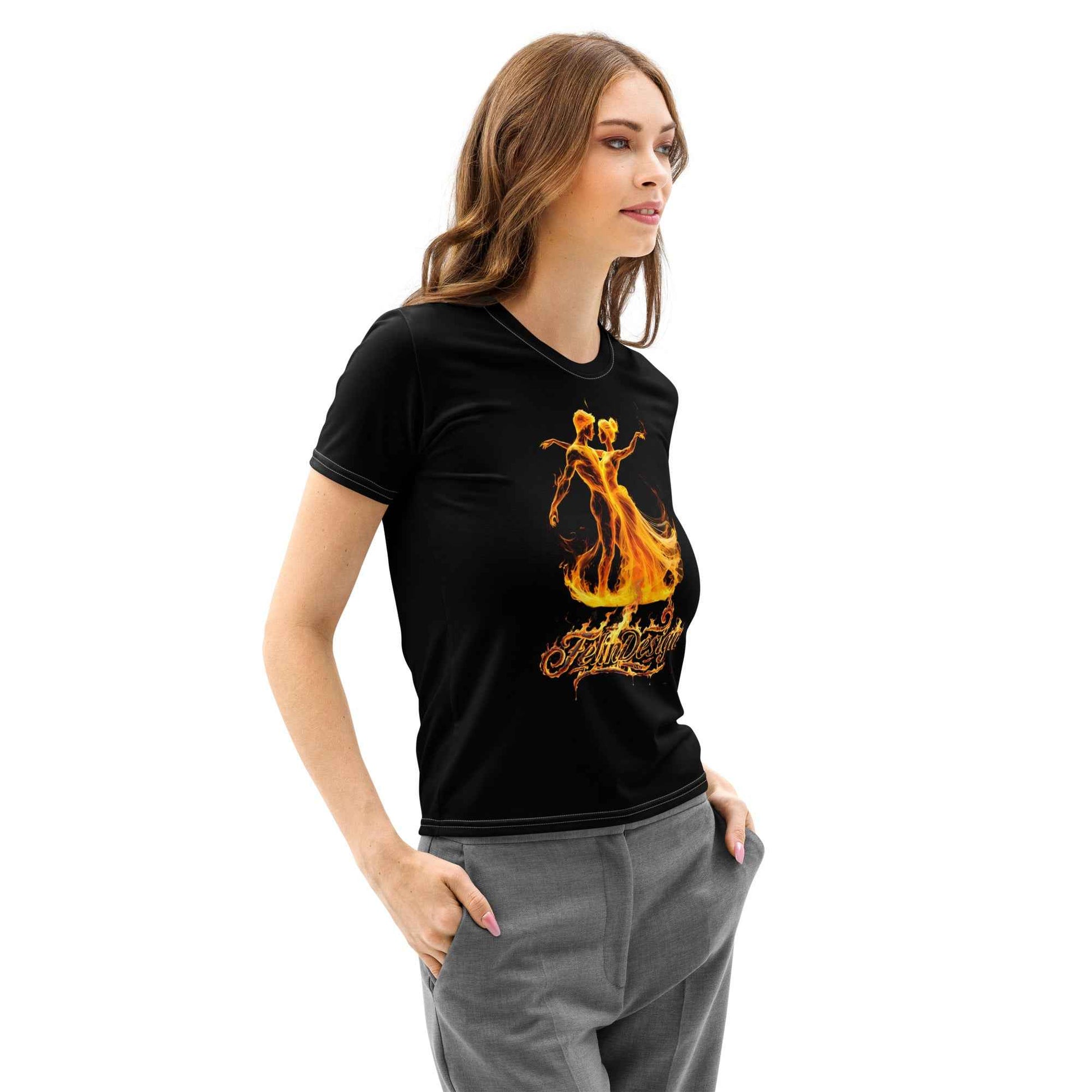 Women’s cotton crew neck t-shirt Fire Dance FelinDesign