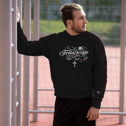 Champion Sweatshirt FelinDesign Colored Rosary Men's Cotton Crew Neck