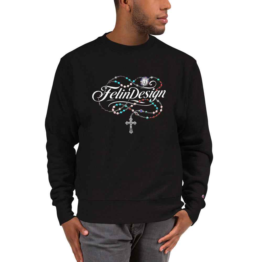 Champion Sweatshirt FelinDesign Colored Rosary Men's Cotton Crew Neck