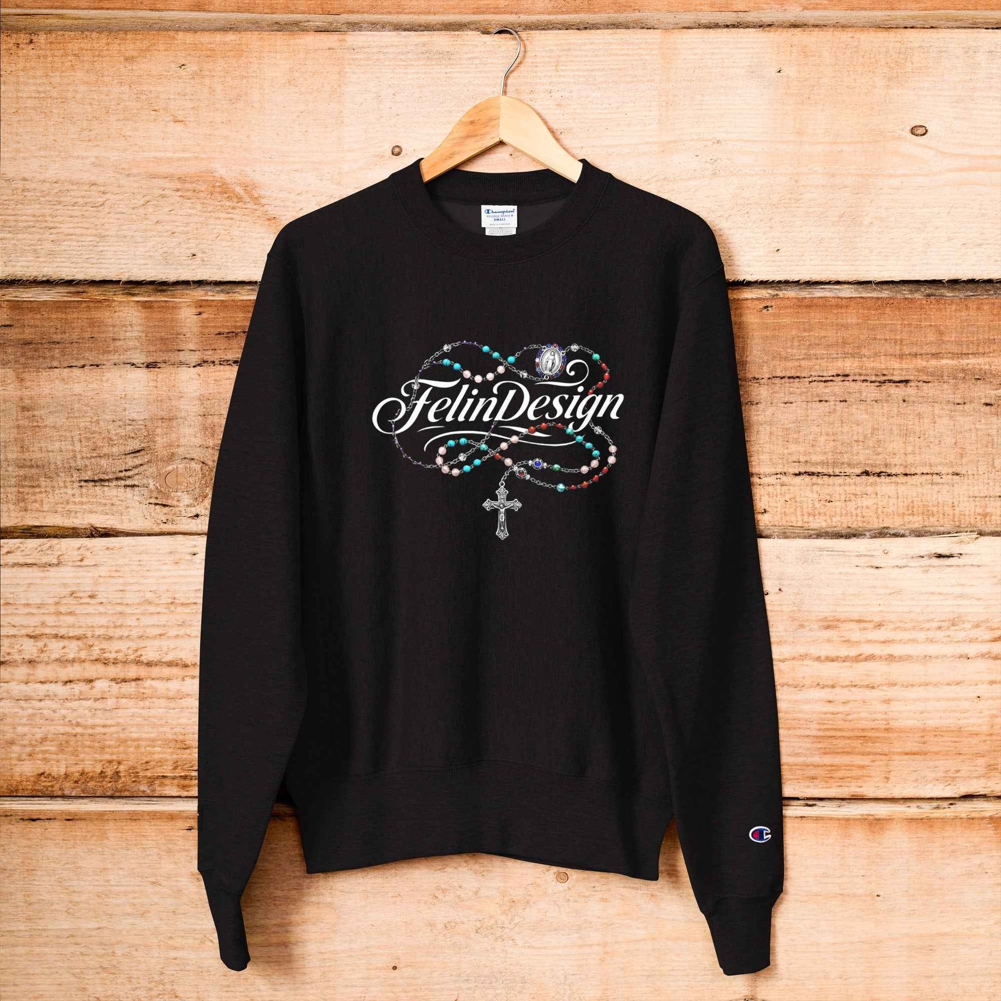 Champion Sweatshirt FelinDesign Colored Rosary Men's Cotton Crew Neck