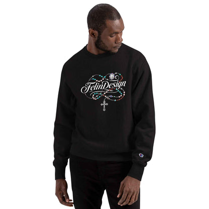 Champion Sweatshirt FelinDesign Colored Rosary Men's Cotton Crew Neck