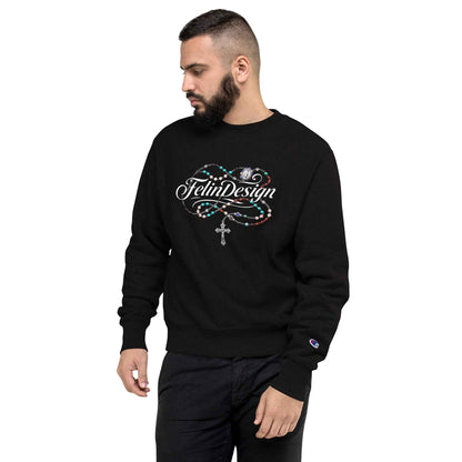 Champion Sweatshirt FelinDesign Colored Rosary Men's Cotton Crew Neck