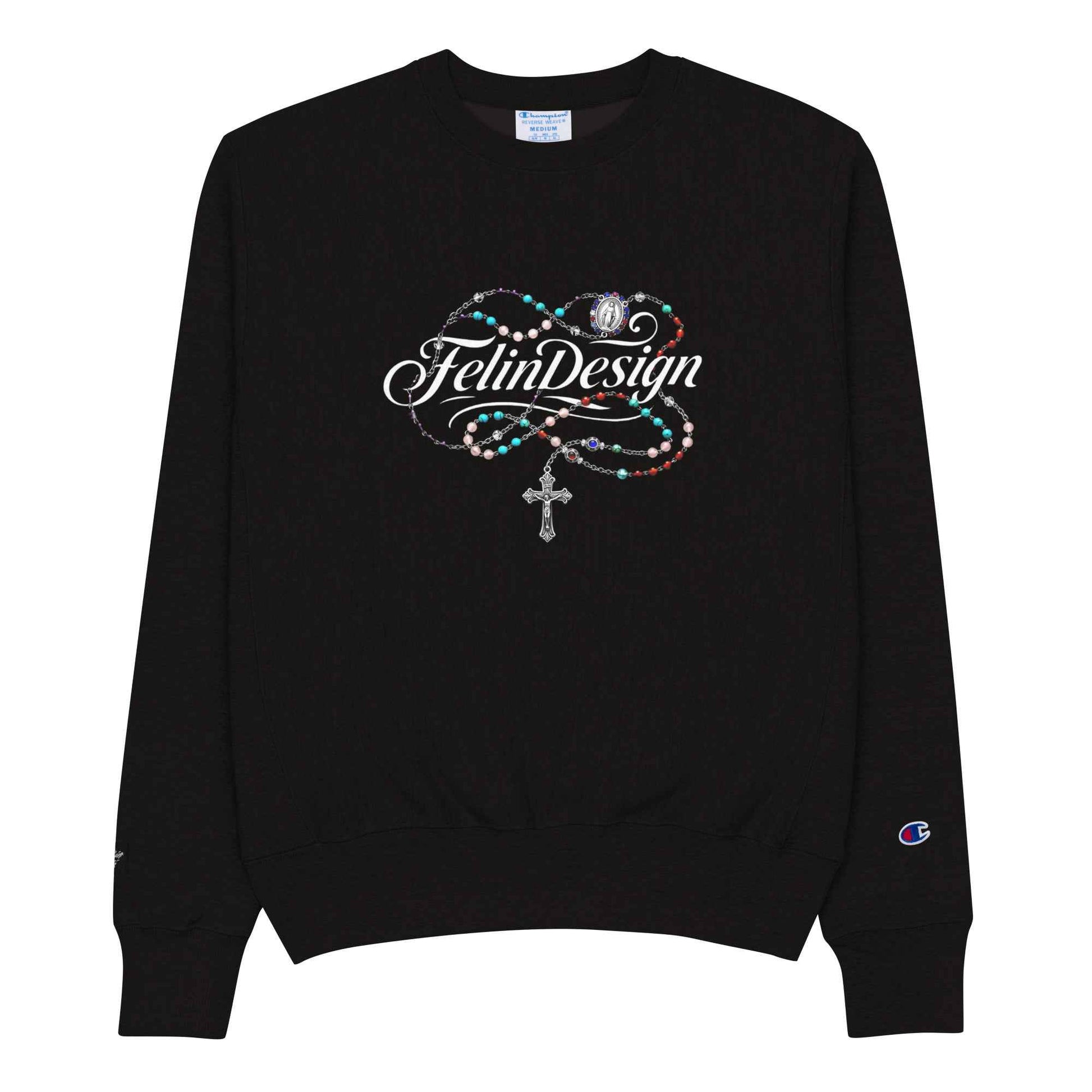 Champion Sweatshirt FelinDesign Colored Rosary Men's Cotton Crew Neck