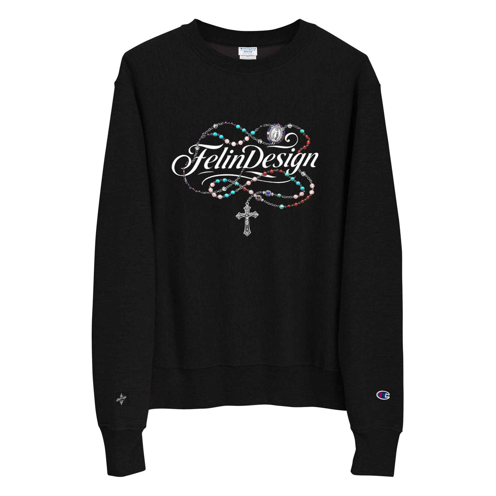 Champion Sweatshirt FelinDesign Colored Rosary Men's Cotton Crew Neck