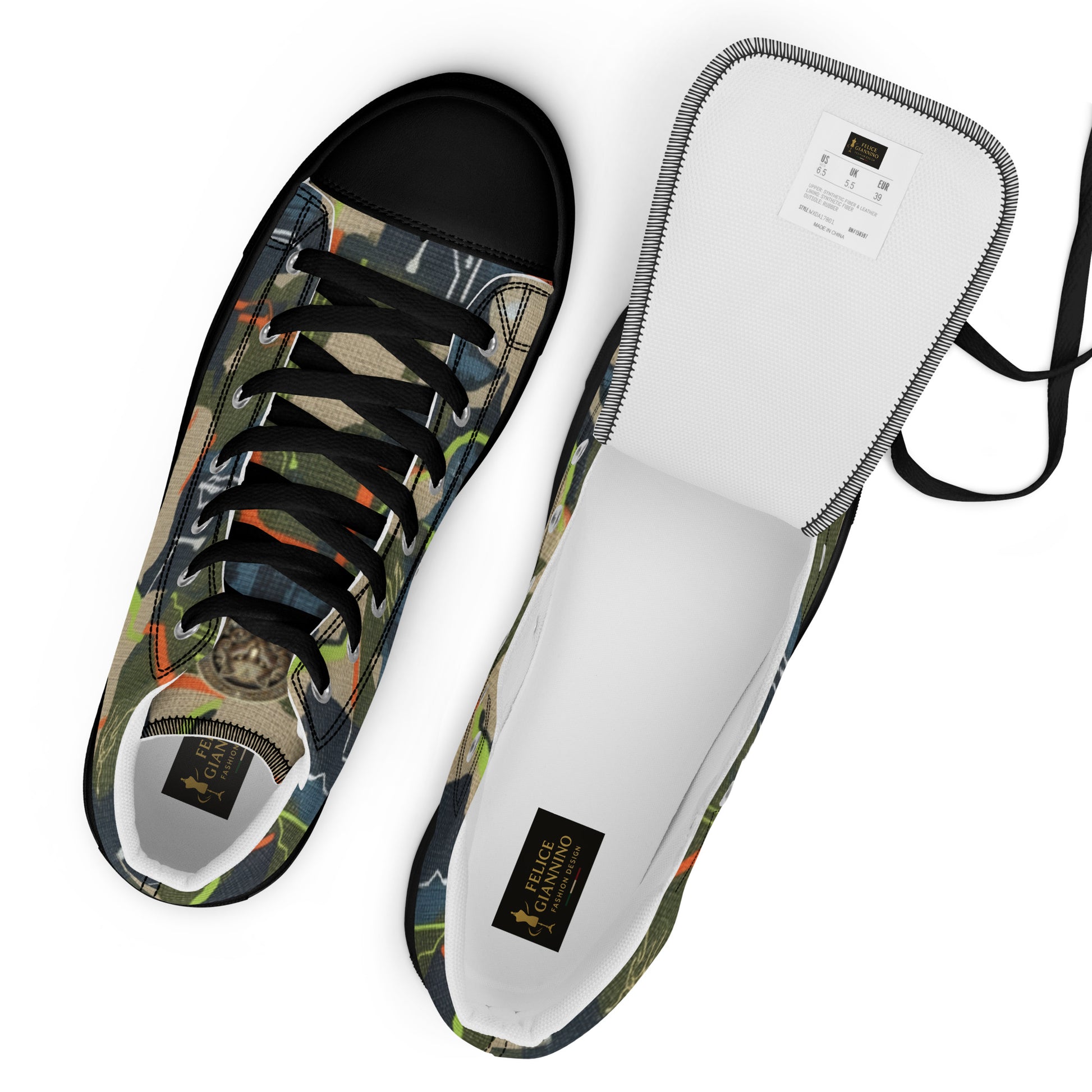 FelinDesign High-Top Sneakers - Men's High-Top Shoes with Abstract Design and FelinDesign - FelinDesign