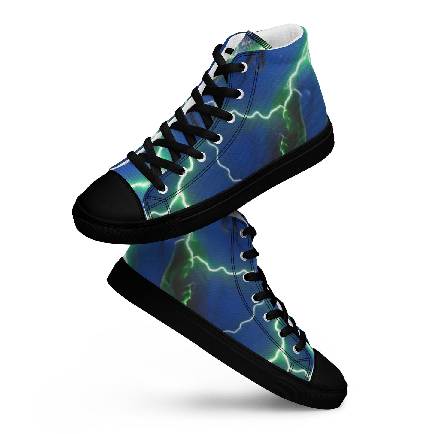 FelinDesign High-Top Sneakers - Blue Lightning Design Men's High-Top Shoes - FelinDesign