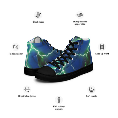 FelinDesign High-Top Sneakers - Blue Lightning Design Men's High-Top Shoes - FelinDesign