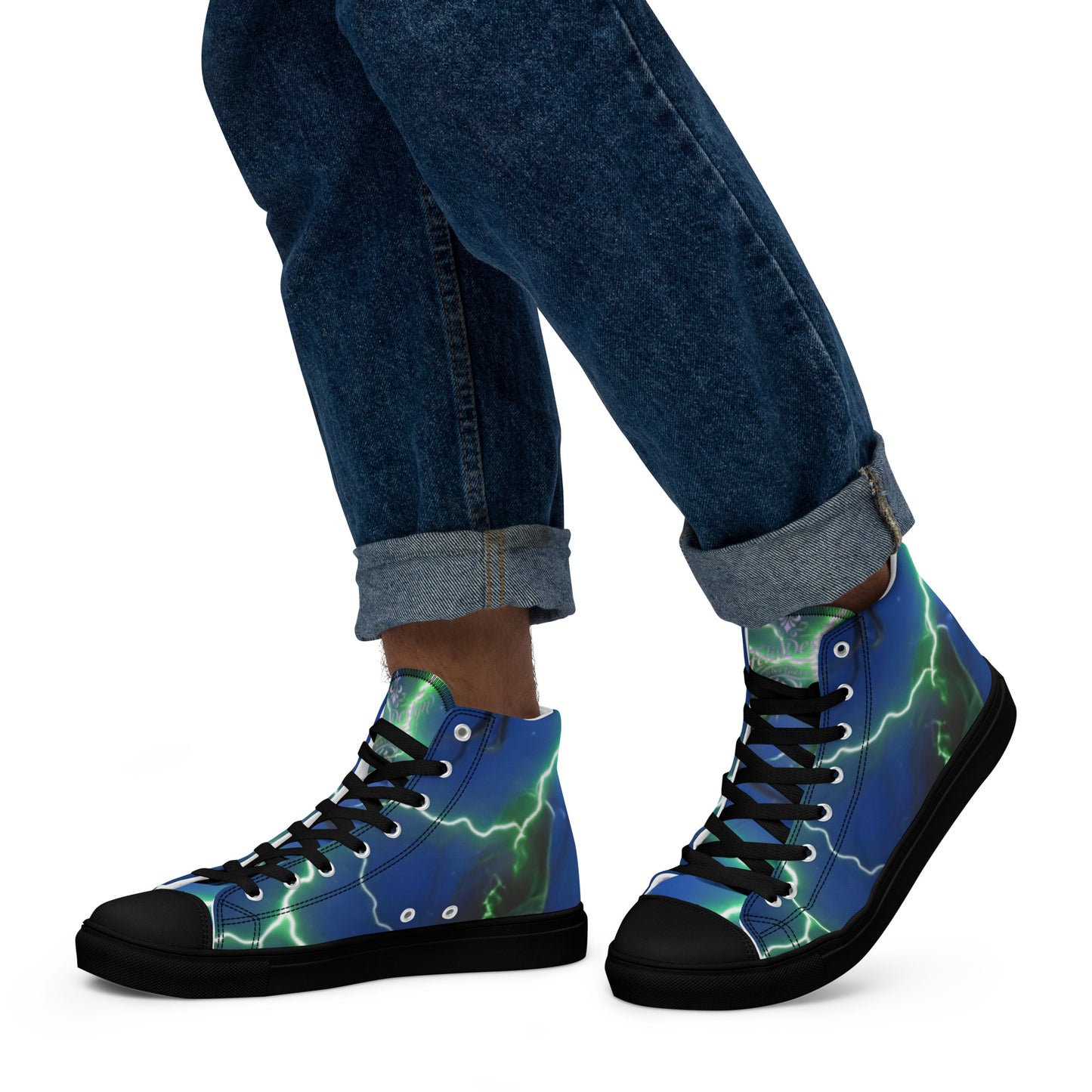 FelinDesign High-Top Sneakers - Blue Lightning Design Men's High-Top Shoes - FelinDesign