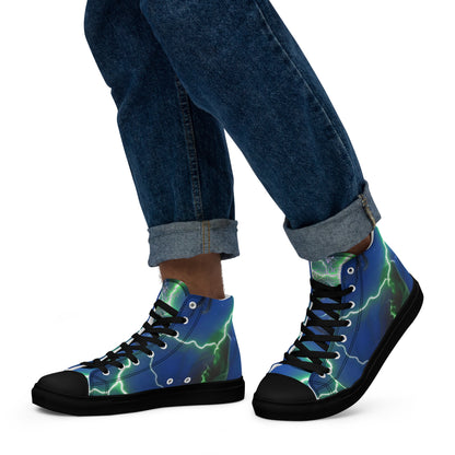 FelinDesign High-Top Sneakers - Blue Lightning Design Men's High-Top Shoes - FelinDesign