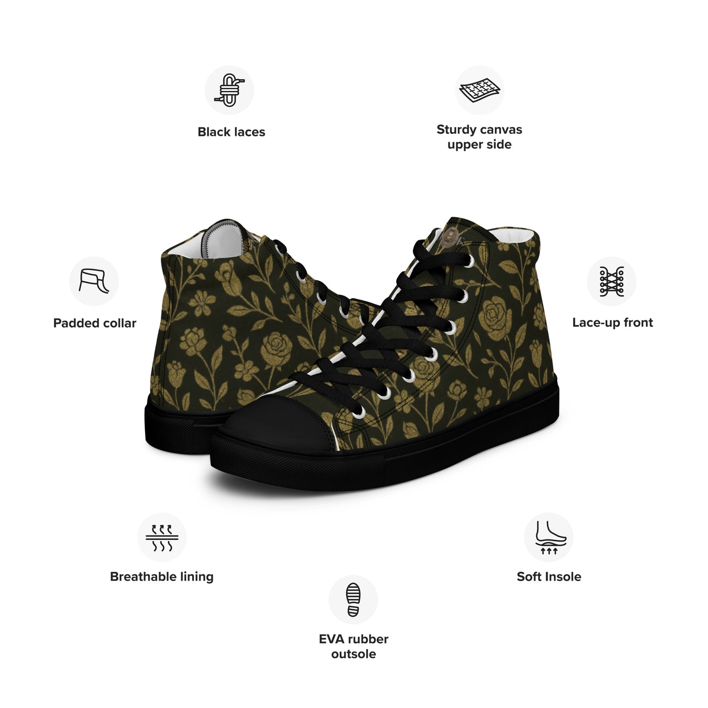 Stylish High-Top Men's Canvas High Top Sneakers Rose #45 | Trendy Casual Footwear for Men | Elegant Design - FelinDesign
