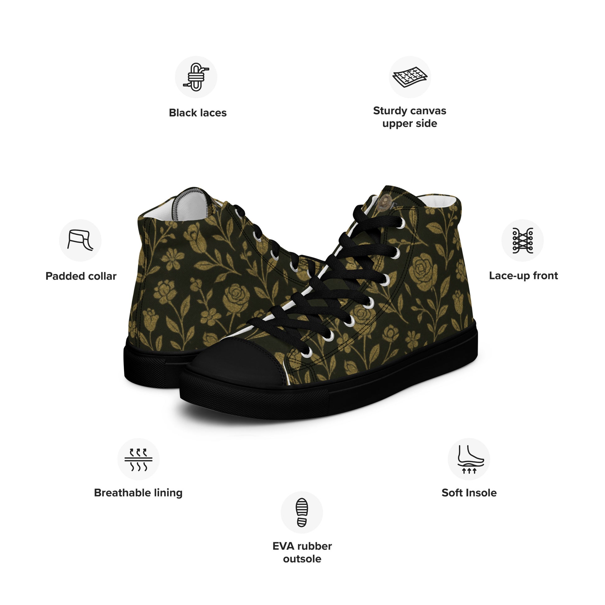 Stylish High-Top Men's Canvas High Top Sneakers Rose #45 | Trendy Casual Footwear for Men | Elegant Design - FelinDesign