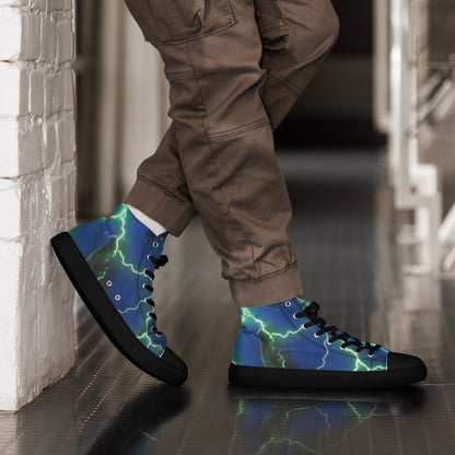 FelinDesign High-Top Sneakers - Blue Lightning Design Men's High-Top Shoes - FelinDesign
