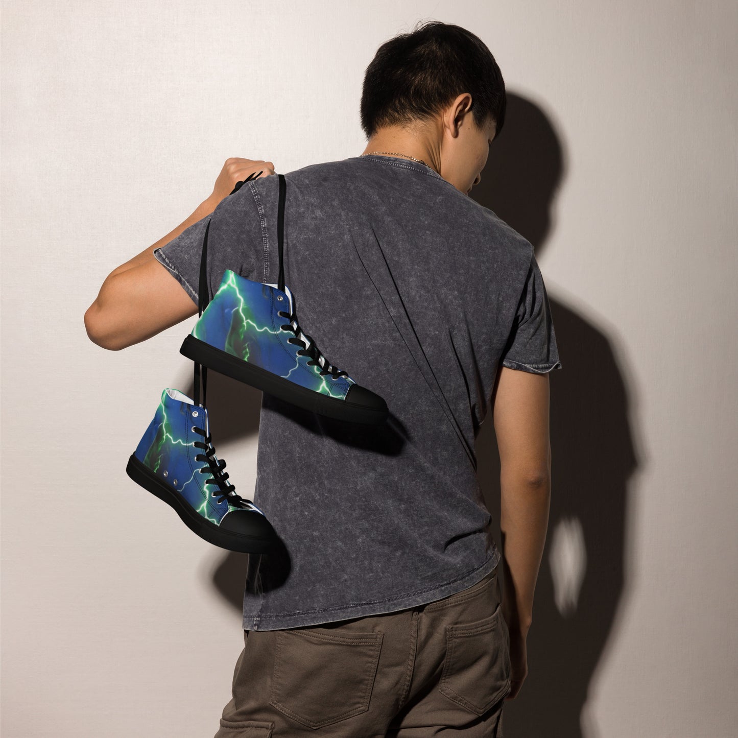 FelinDesign High-Top Sneakers - Blue Lightning Design Men's High-Top Shoes - FelinDesign