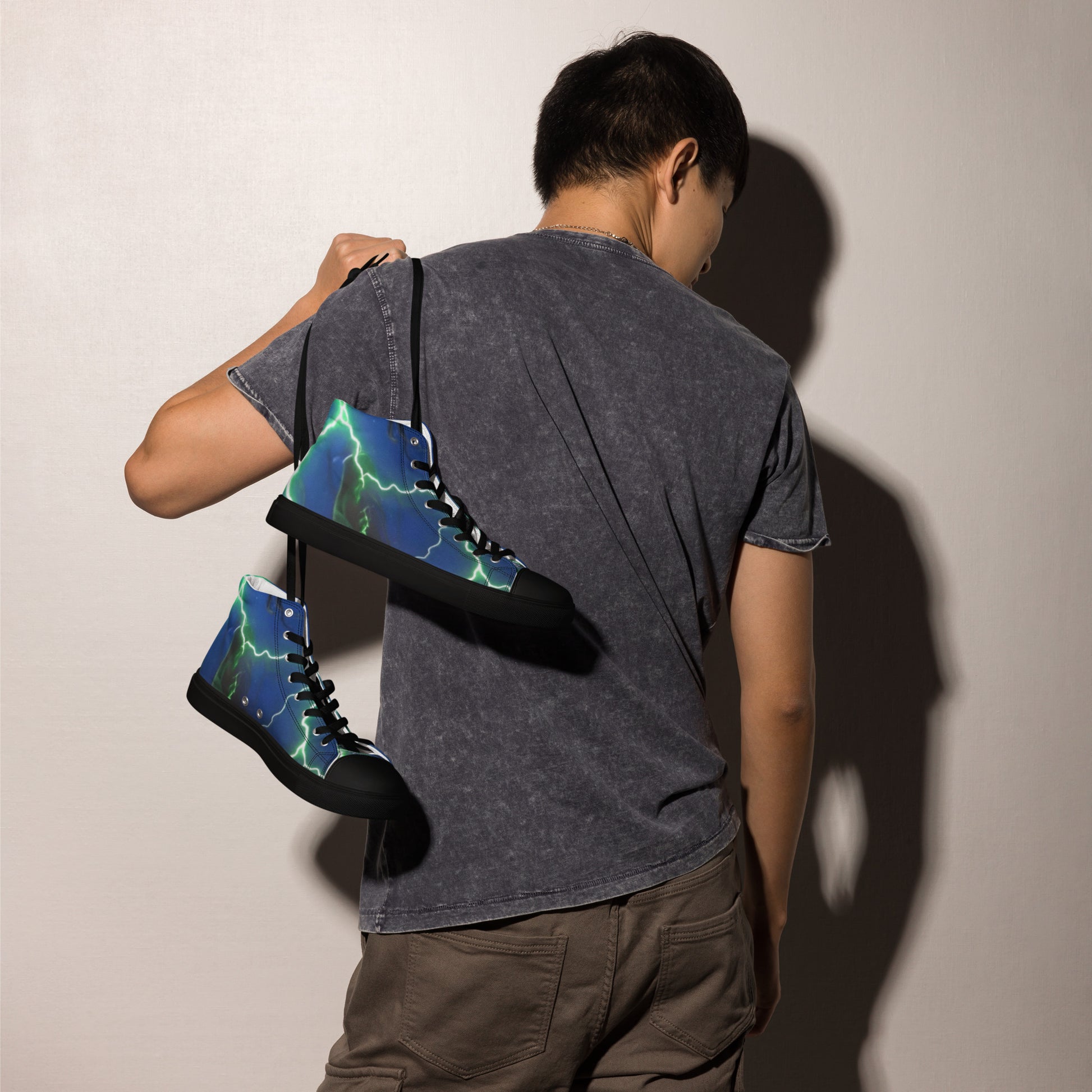 FelinDesign High-Top Sneakers - Blue Lightning Design Men's High-Top Shoes - FelinDesign