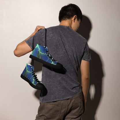 FelinDesign High-Top Sneakers - Blue Lightning Design Men's High-Top Shoes - FelinDesign