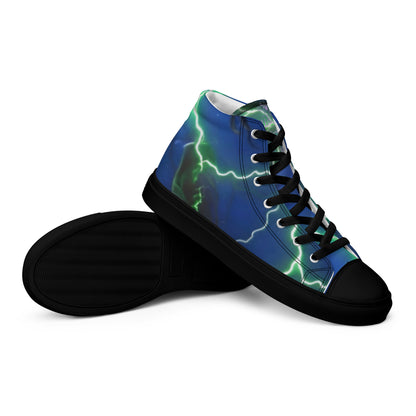 FelinDesign High-Top Sneakers - Blue Lightning Design Men's High-Top Shoes - FelinDesign