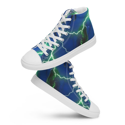 FelinDesign High-Top Sneakers - Blue Lightning Design Men's High-Top Shoes - FelinDesign