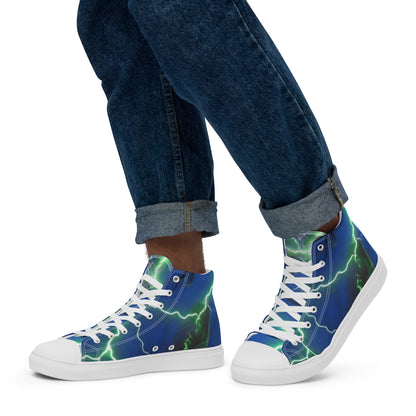 FelinDesign High-Top Sneakers - Blue Lightning Design Men's High-Top Shoes - FelinDesign