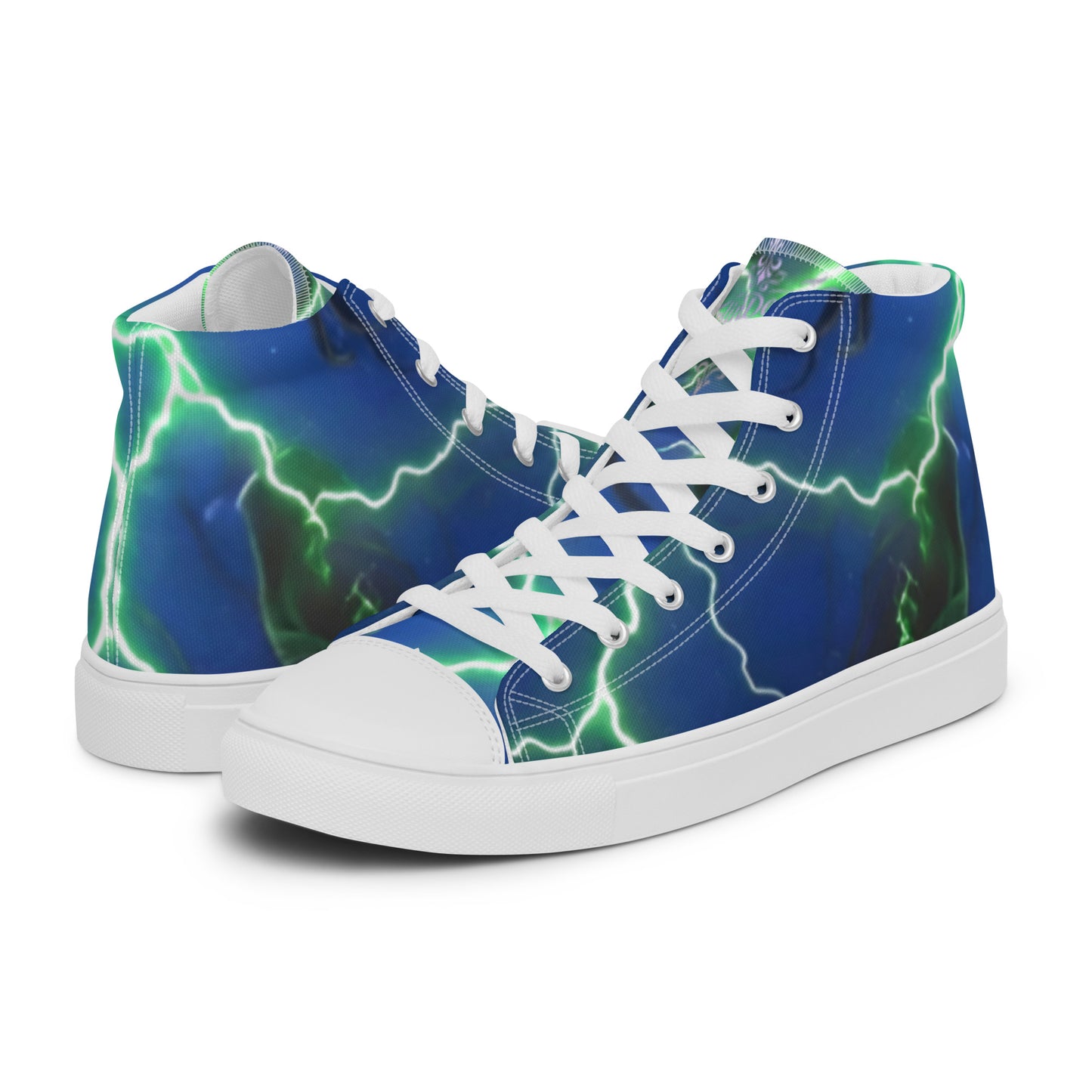 FelinDesign High-Top Sneakers - Blue Lightning Design Men's High-Top Shoes - FelinDesign