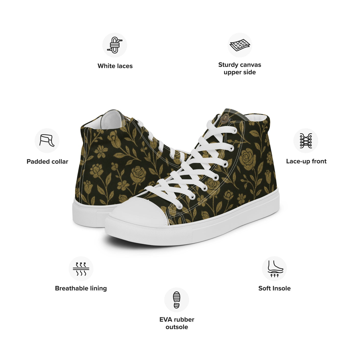 Stylish High-Top Men's Canvas High Top Sneakers Rose #45 | Trendy Casual Footwear for Men | Elegant Design - FelinDesign