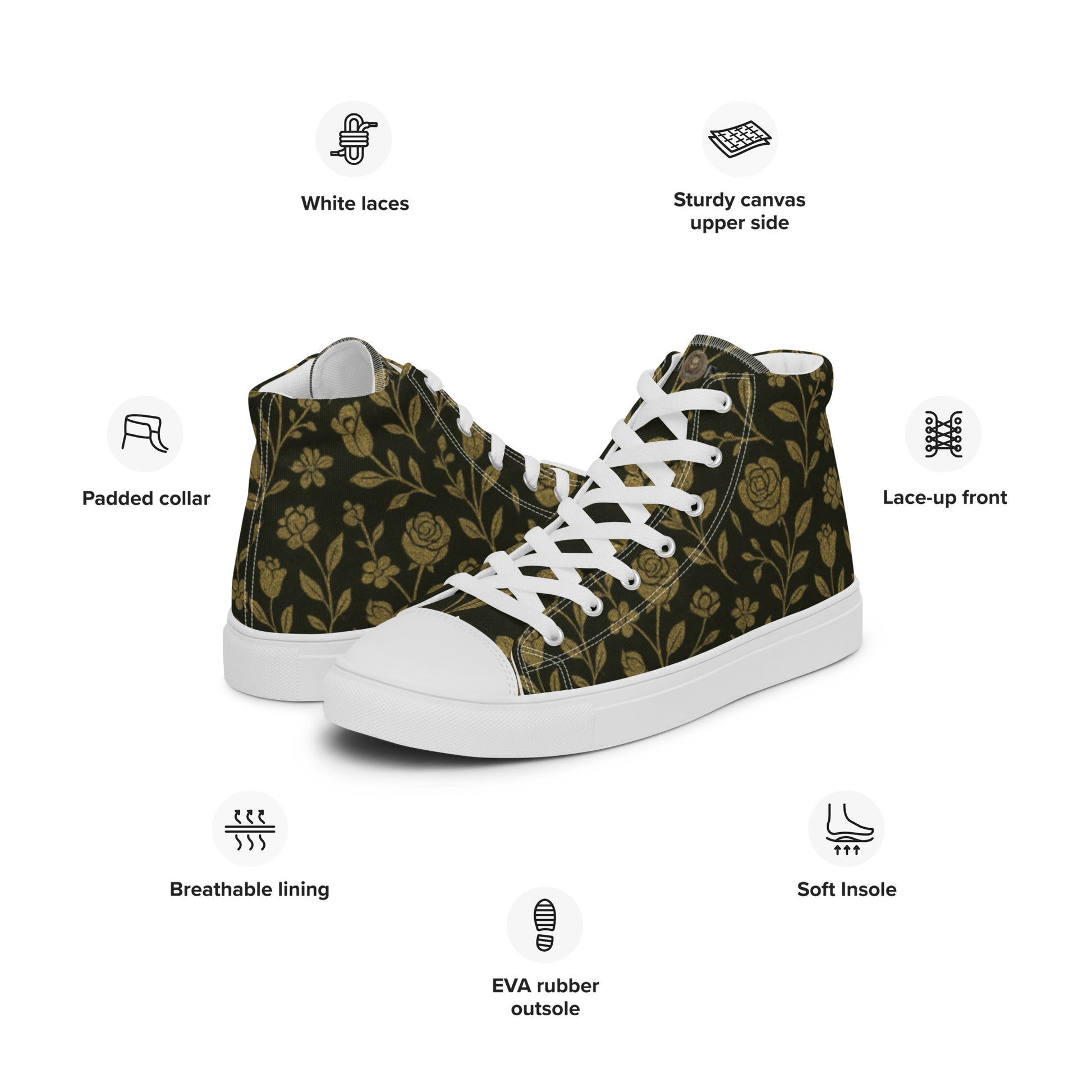 Stylish High-Top Men's Canvas High Top Sneakers Rose #45 | Trendy Casual Footwear for Men | Elegant Design - FelinDesign