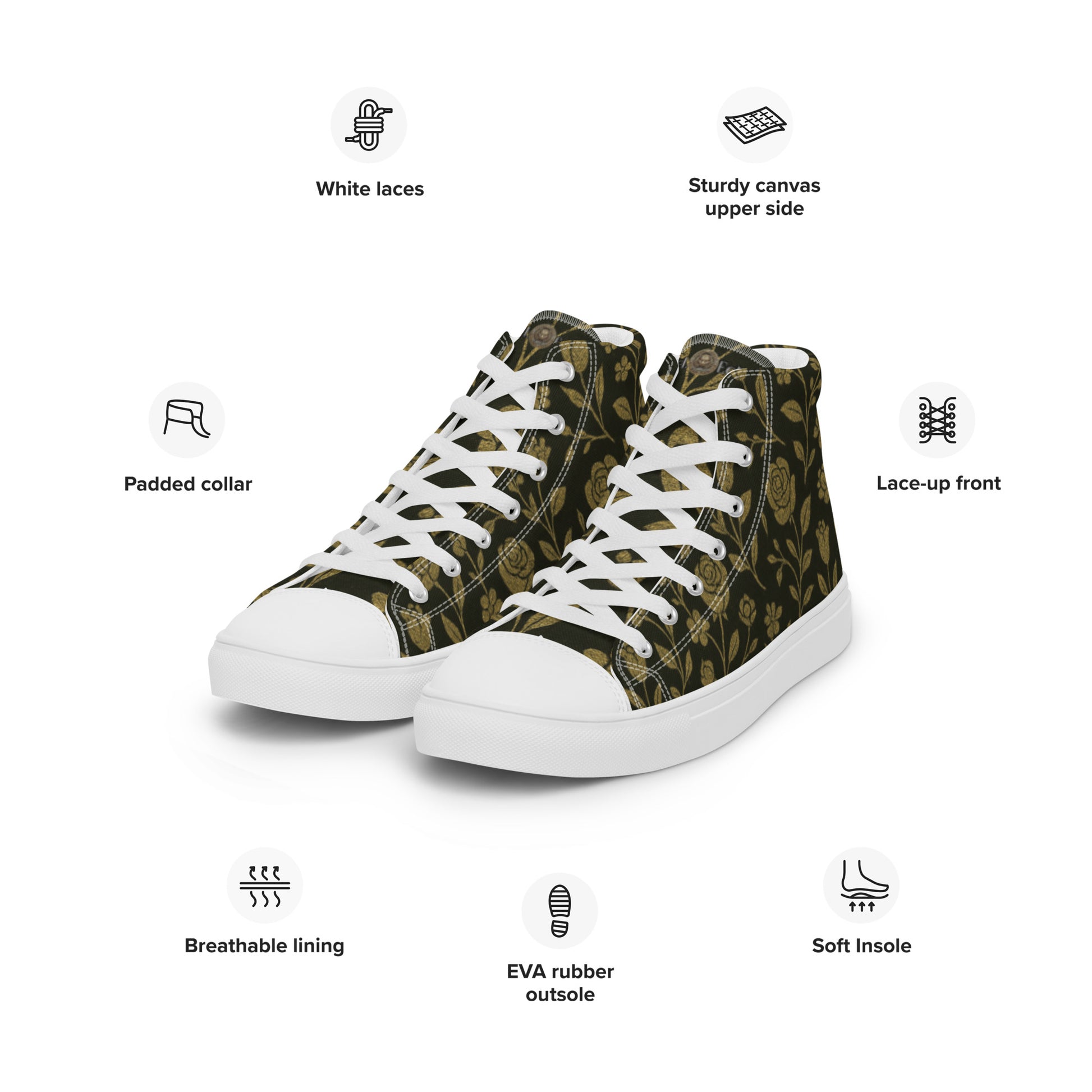 Stylish High-Top Men's Canvas High Top Sneakers Rose #45 | Trendy Casual Footwear for Men | Elegant Design - FelinDesign