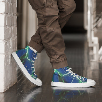 FelinDesign High-Top Sneakers - Blue Lightning Design Men's High-Top Shoes - FelinDesign