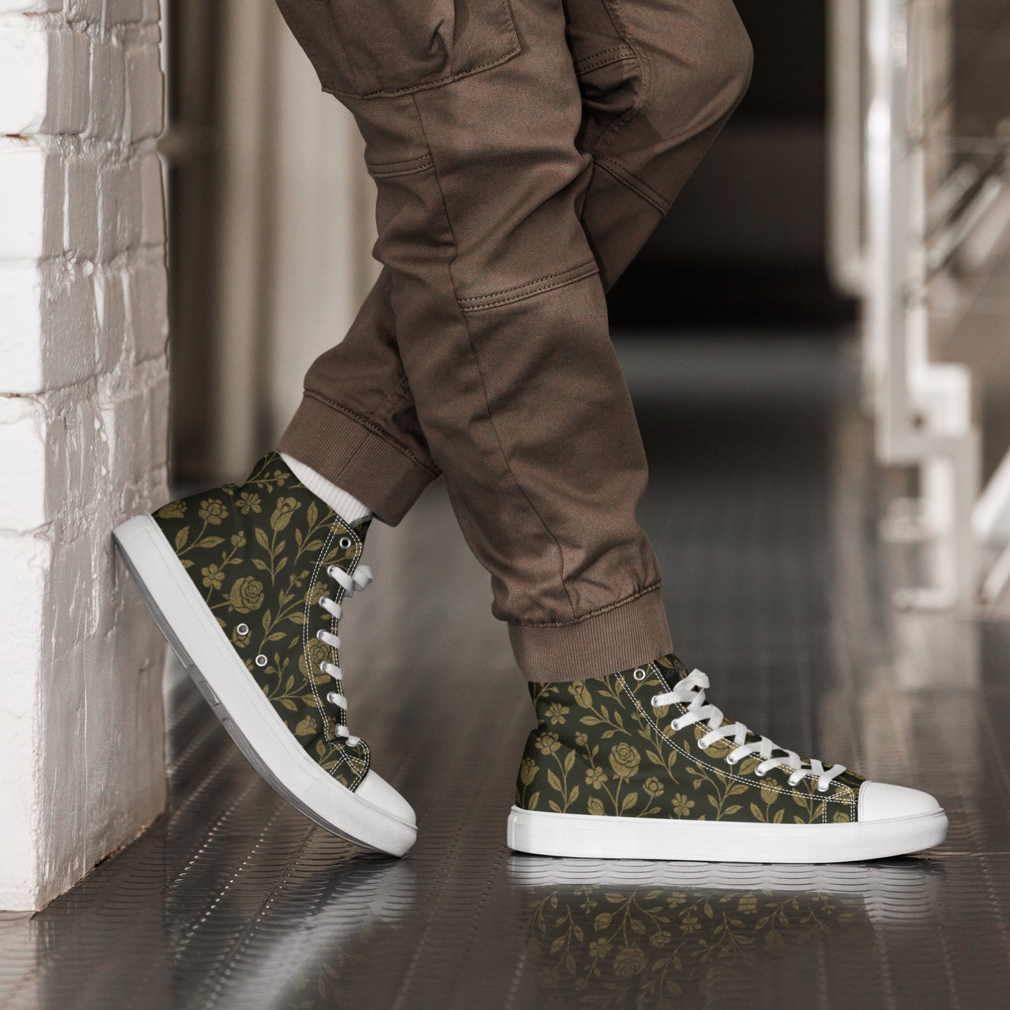 Stylish High-Top Men's Canvas High Top Sneakers Rose #45 | Trendy Casual Footwear for Men | Elegant Design - FelinDesign