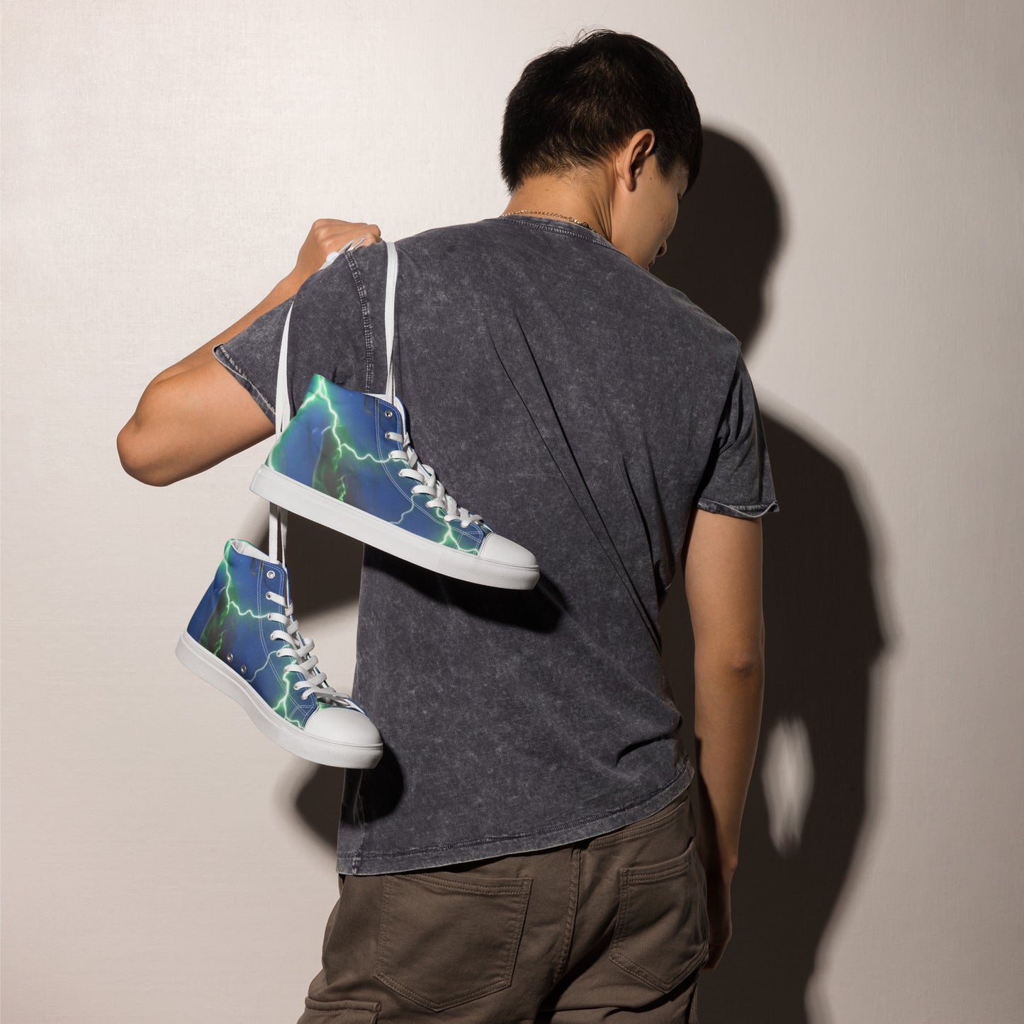 FelinDesign High-Top Sneakers - Blue Lightning Design Men's High-Top Shoes - FelinDesign