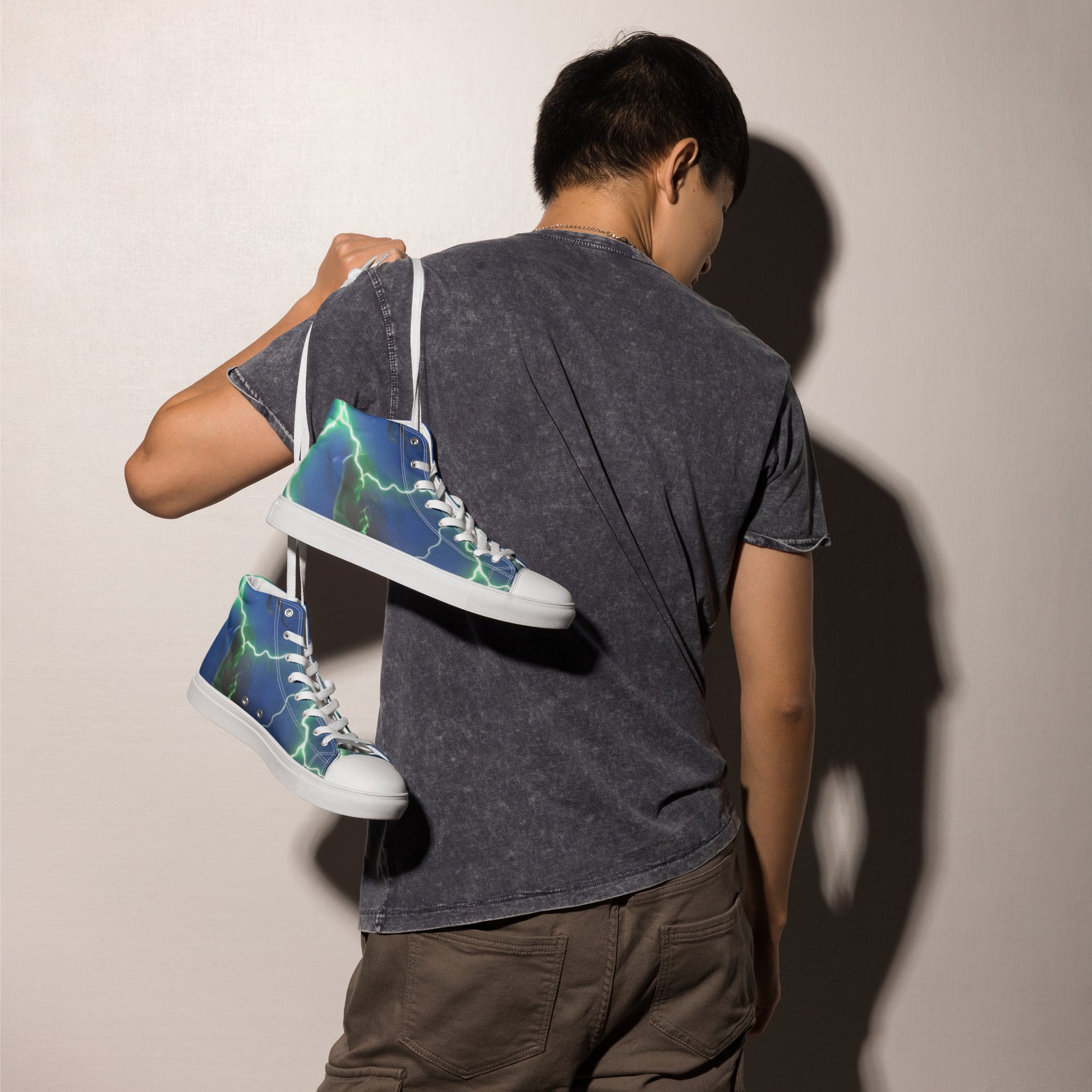 FelinDesign High-Top Sneakers - Blue Lightning Design Men's High-Top Shoes - FelinDesign