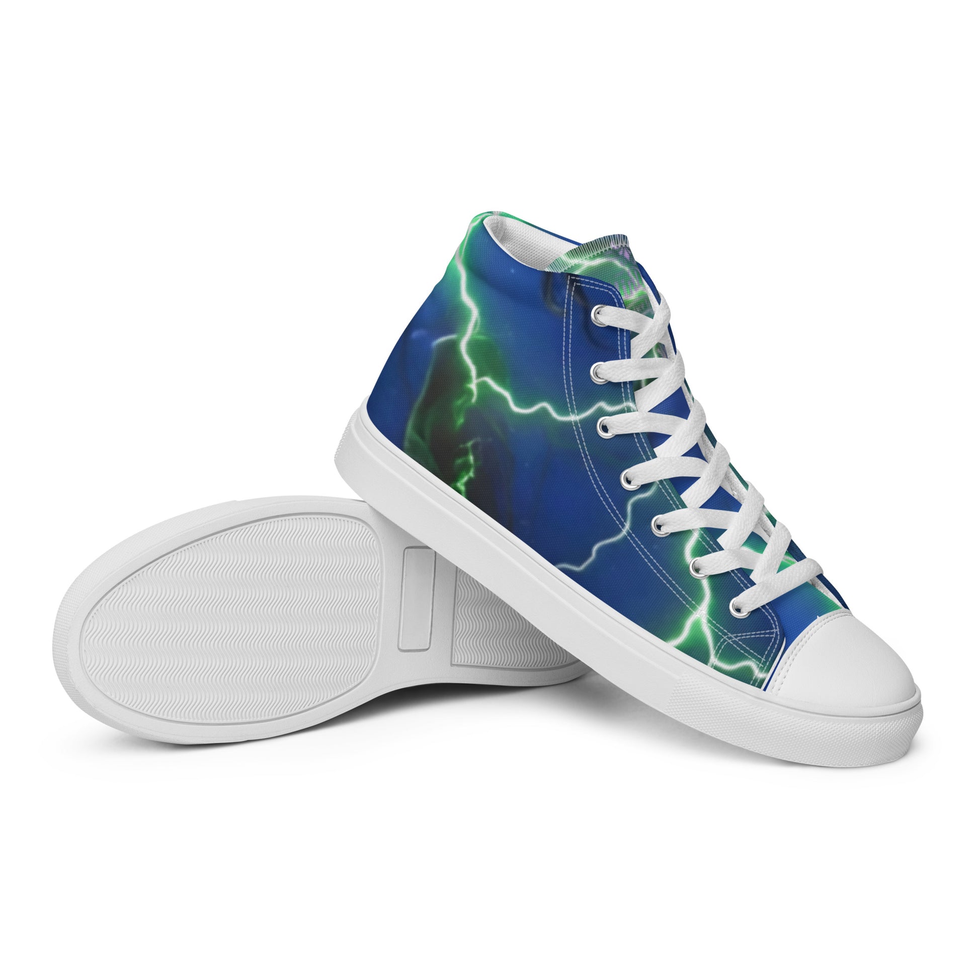 FelinDesign High-Top Sneakers - Blue Lightning Design Men's High-Top Shoes - FelinDesign
