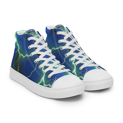 FelinDesign High-Top Sneakers - Blue Lightning Design Men's High-Top Shoes - FelinDesign