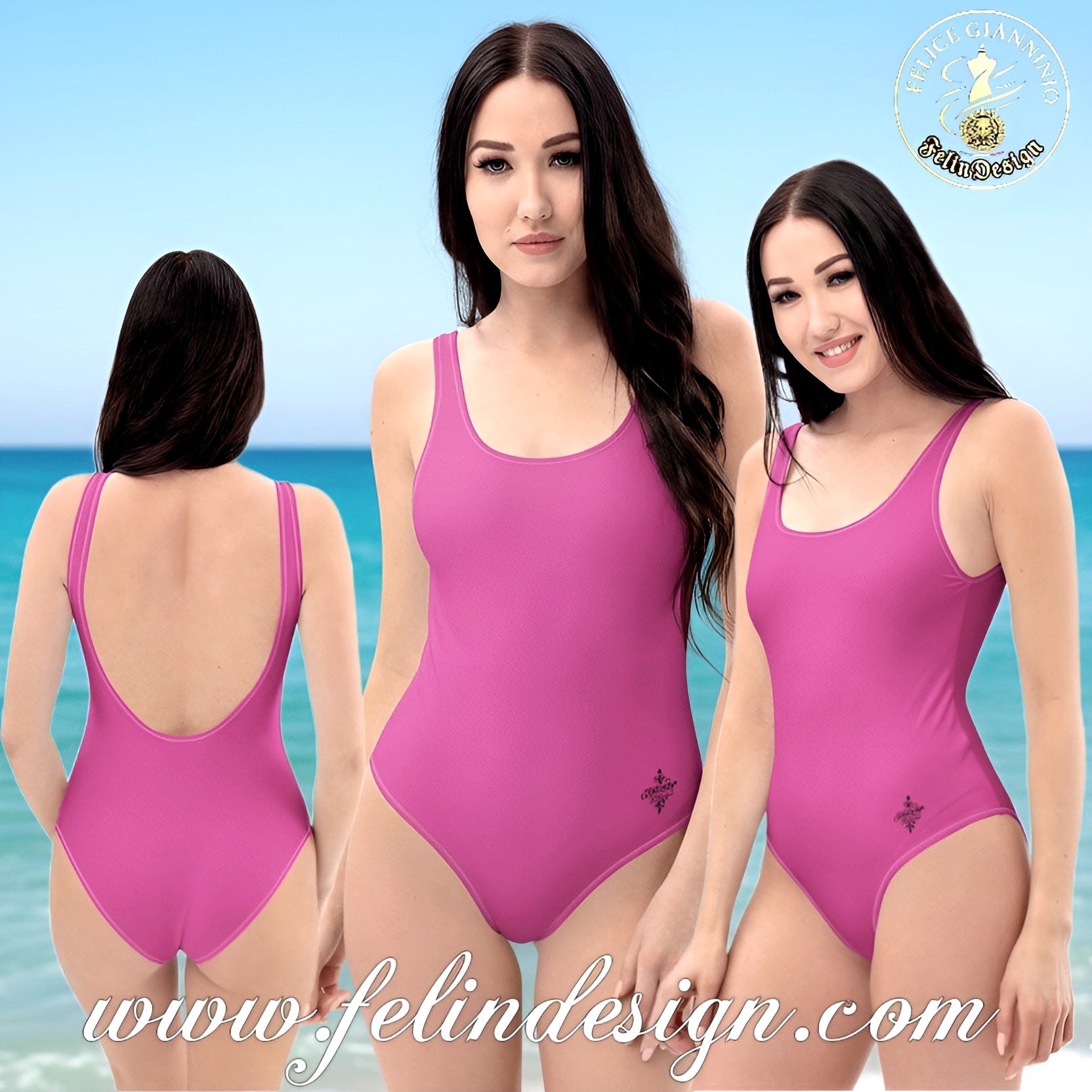 Deep cherry Minimalist Chic One-Piece Swimwear | Solid Color Collection | 2026 Summer Essentials felindesign - FelinDesign
