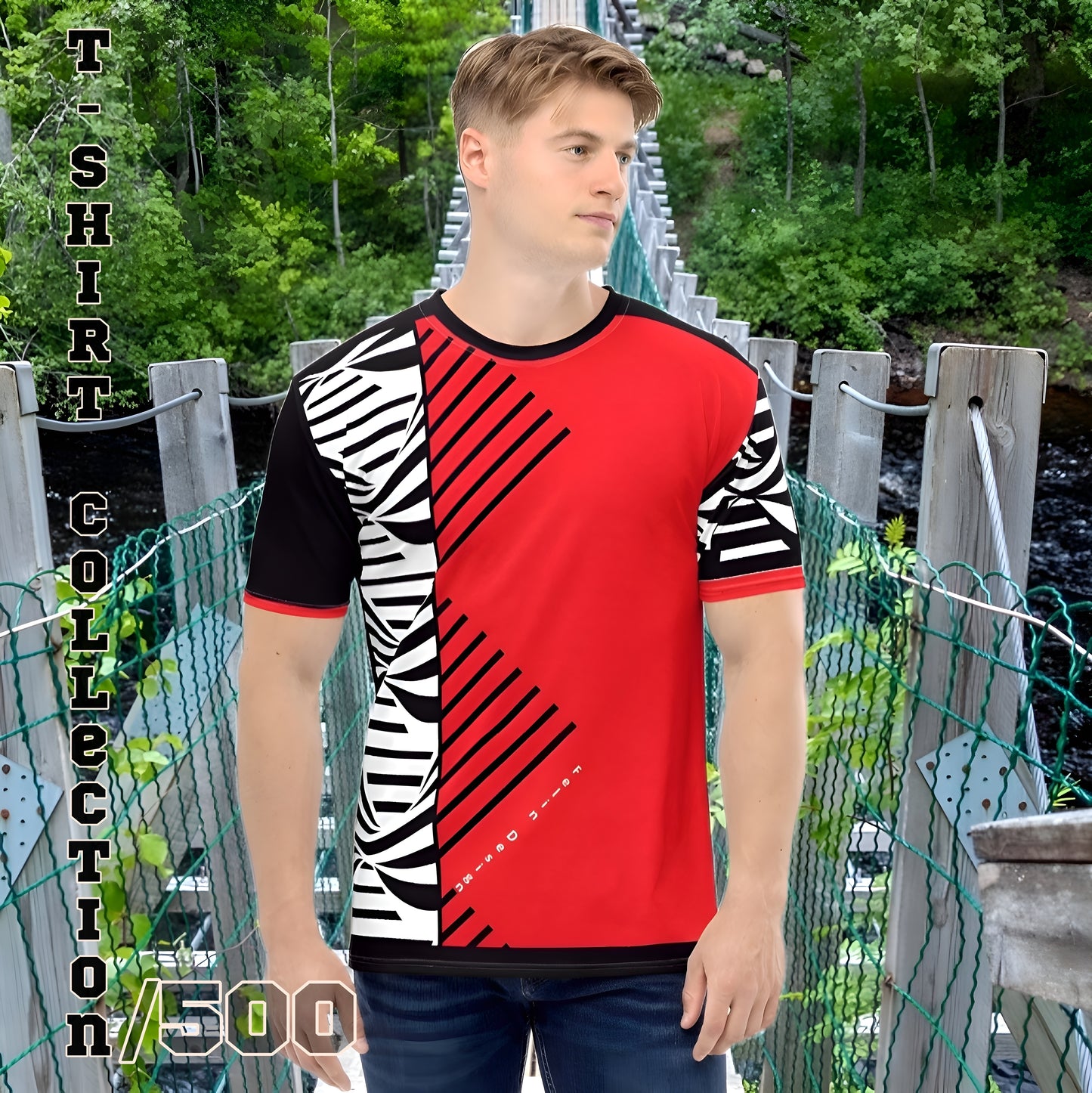 FelinDesign /500 Collection Men's Elegant Red Slim Fit Soft Cotton Casual Fashion T-Shirt - FelinDesign