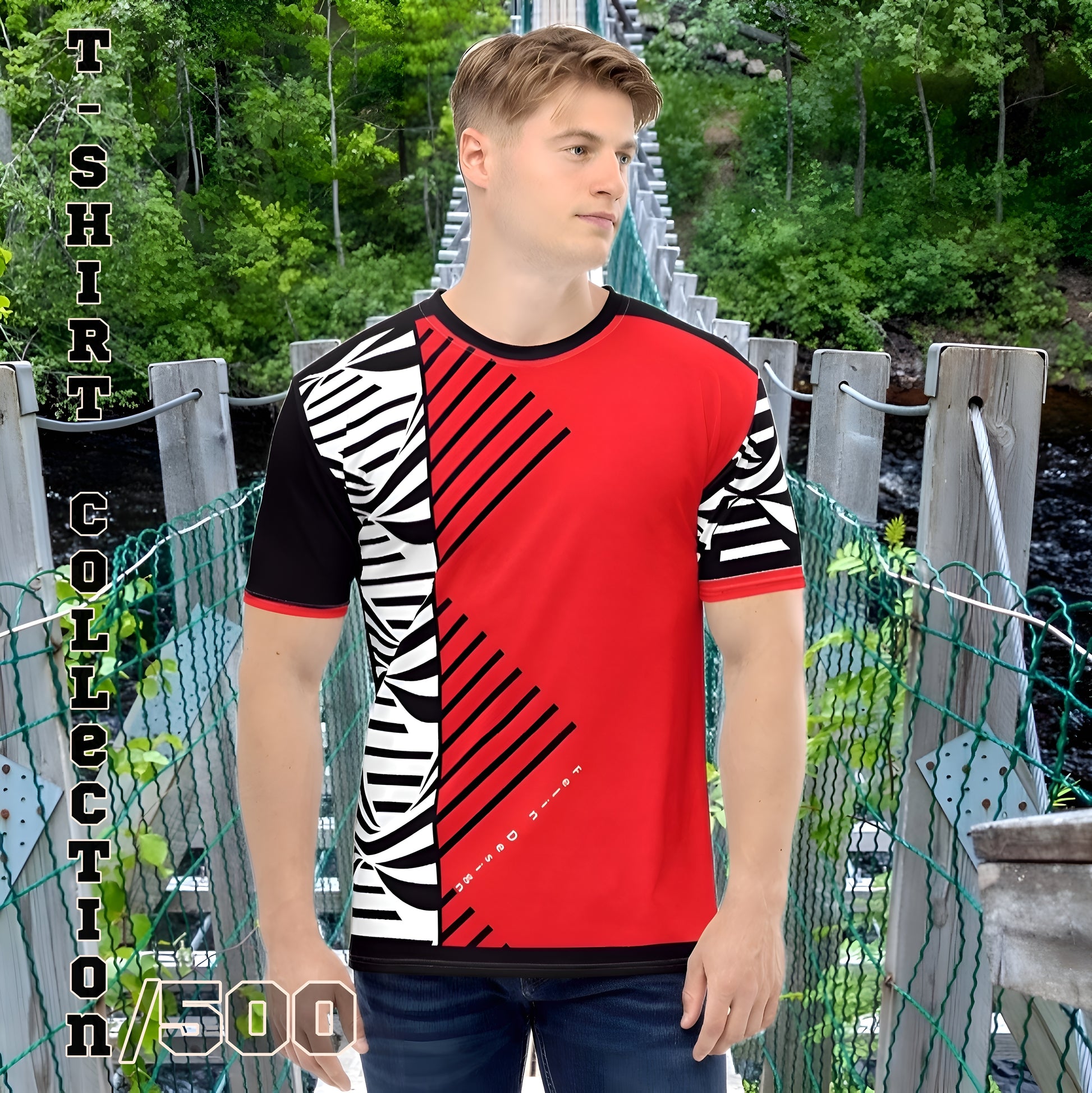 FelinDesign /500 Collection Men's Elegant Red Slim Fit Soft Cotton Casual Fashion T-Shirt - FelinDesign