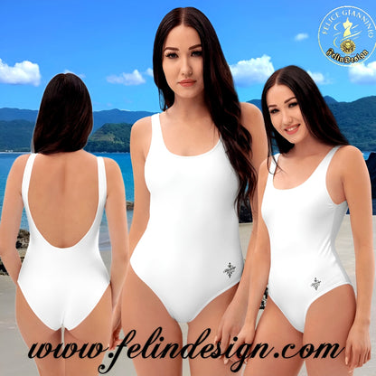 Optic white Minimalist Chic One-Piece Swimwear | Solid Color Collection | 2026 Summer Essentials felindesign - FelinDesign