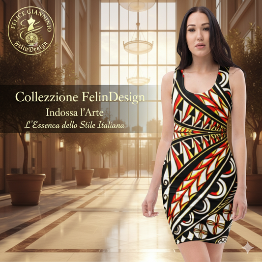 FelinDesign Elegant Maori Style Bodycon Dress for Women Stretch Casual Ceremony - FelinDesign