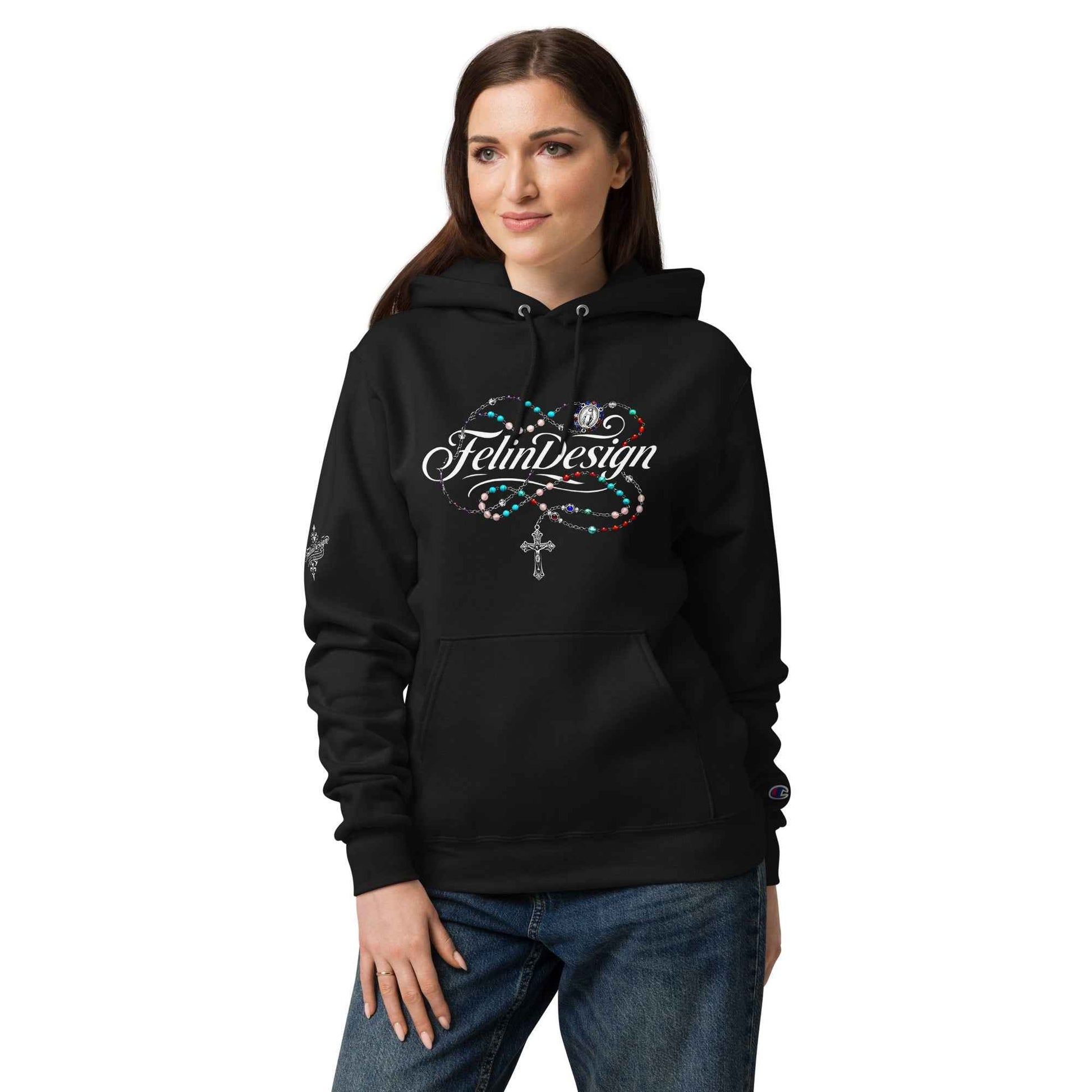 Unisex Champion hoodie FelinDesign Colored Rosary Men's Cotton Crew Neck