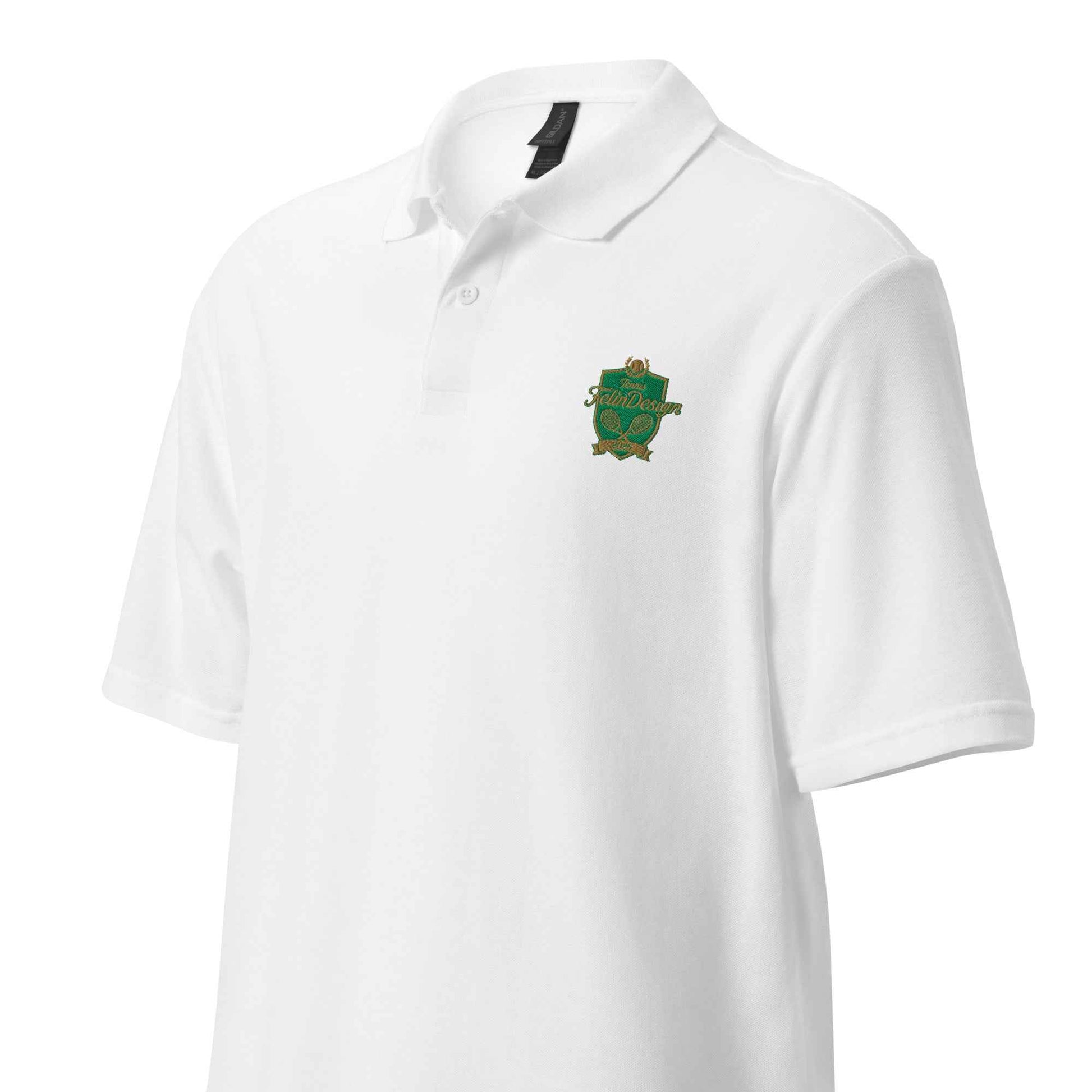 Unisex pique polo shirt Tennis logo Elegant embroidery FelinDesign