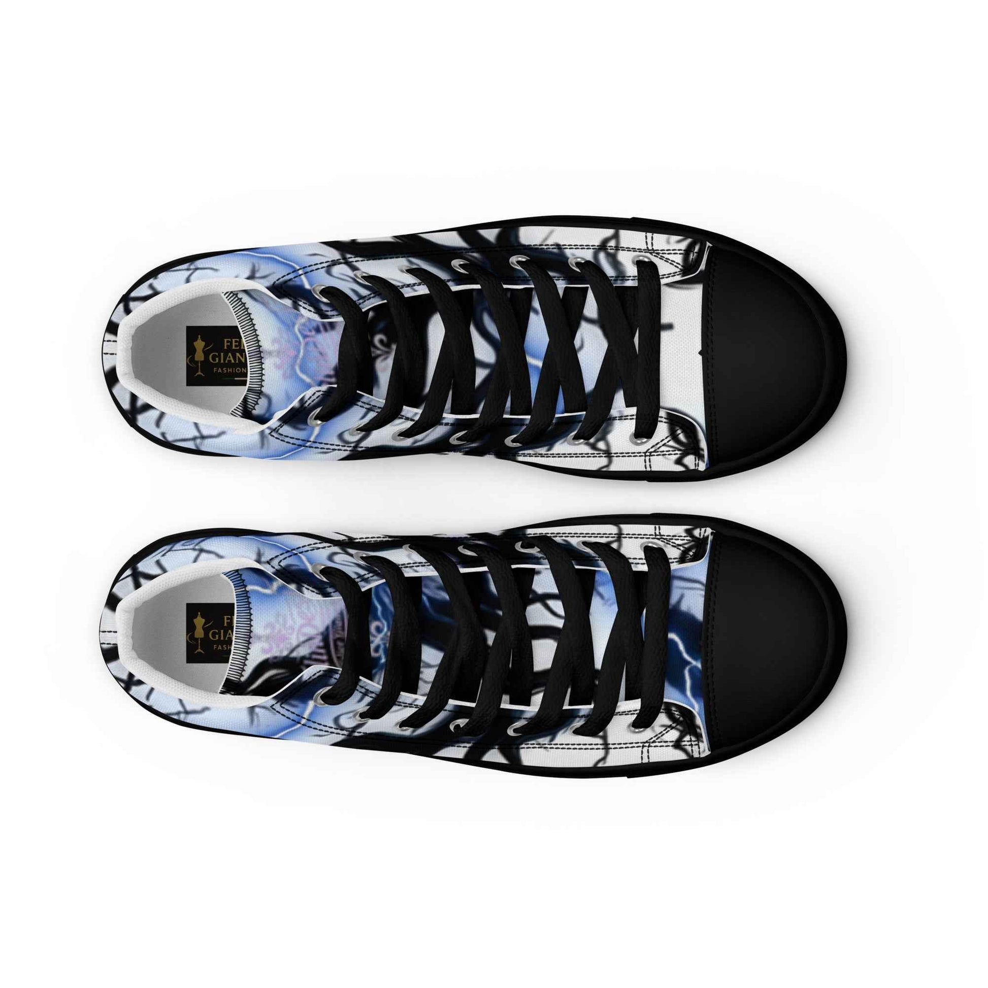 Women’s high top canvas shoes FelinDesign Blue lightning - FelinDesign