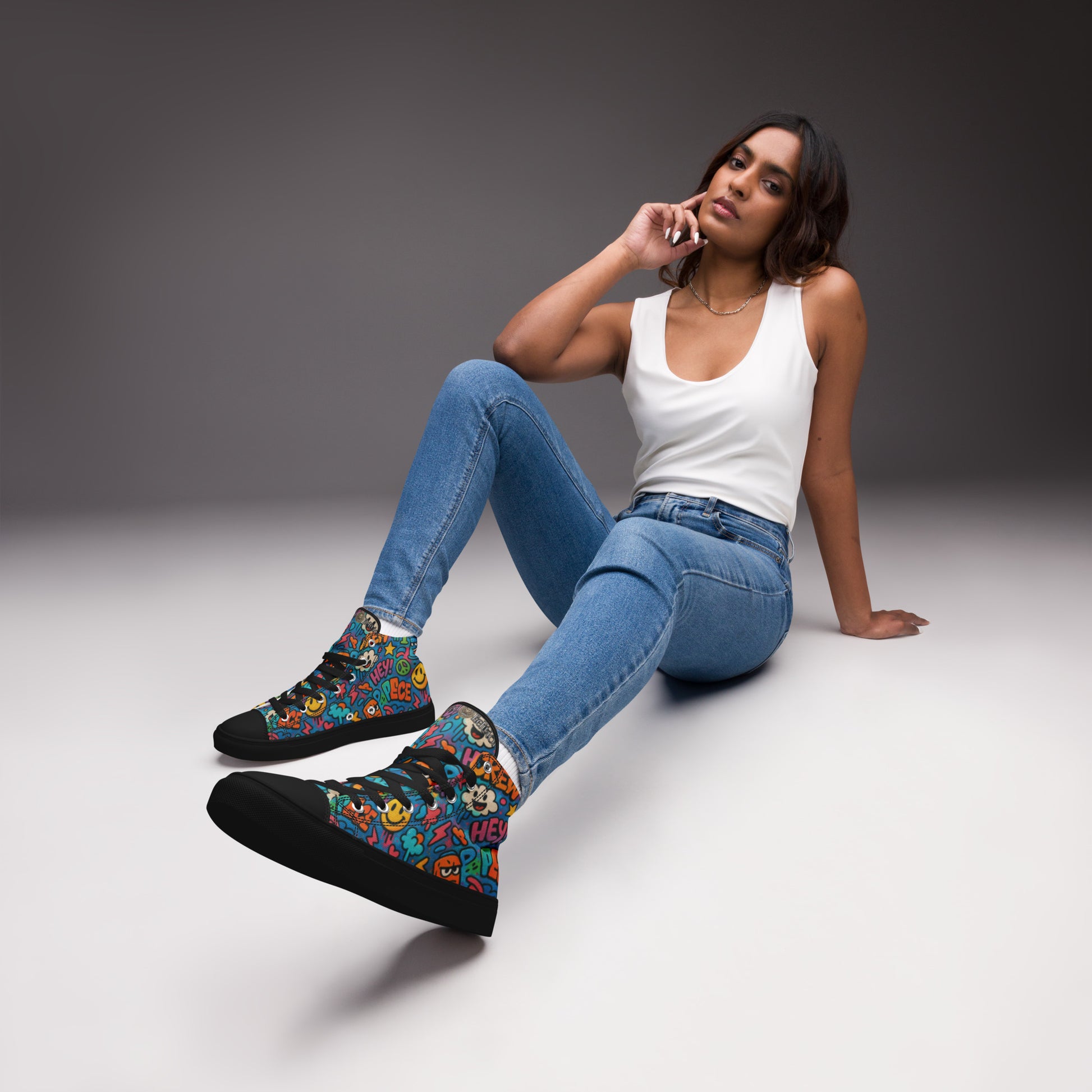 Peace 648 Women's High-Top Sneakers | Comfortable Summer Canvas Shoes | Casual & Unique Style for Summer - FelinDesign