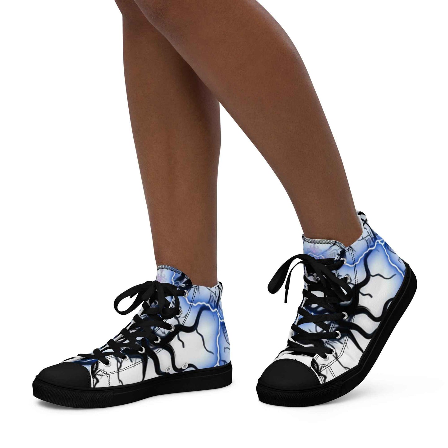 Women’s high top canvas shoes FelinDesign Blue lightning - FelinDesign