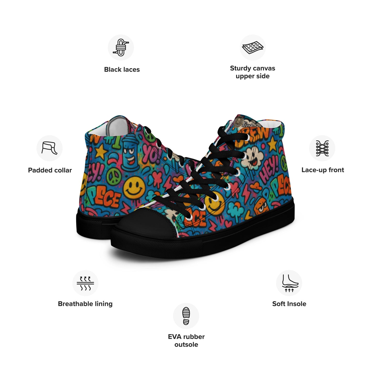 Peace 648 Women's High-Top Sneakers | Comfortable Summer Canvas Shoes | Casual & Unique Style for Summer - FelinDesign
