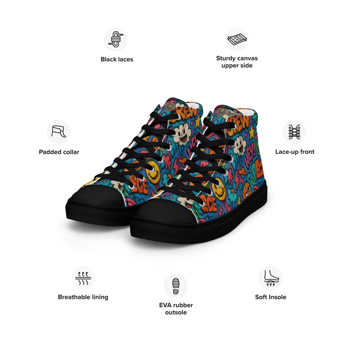 Peace 648 Women's High-Top Sneakers | Comfortable Summer Canvas Shoes | Casual & Unique Style for Summer - FelinDesign